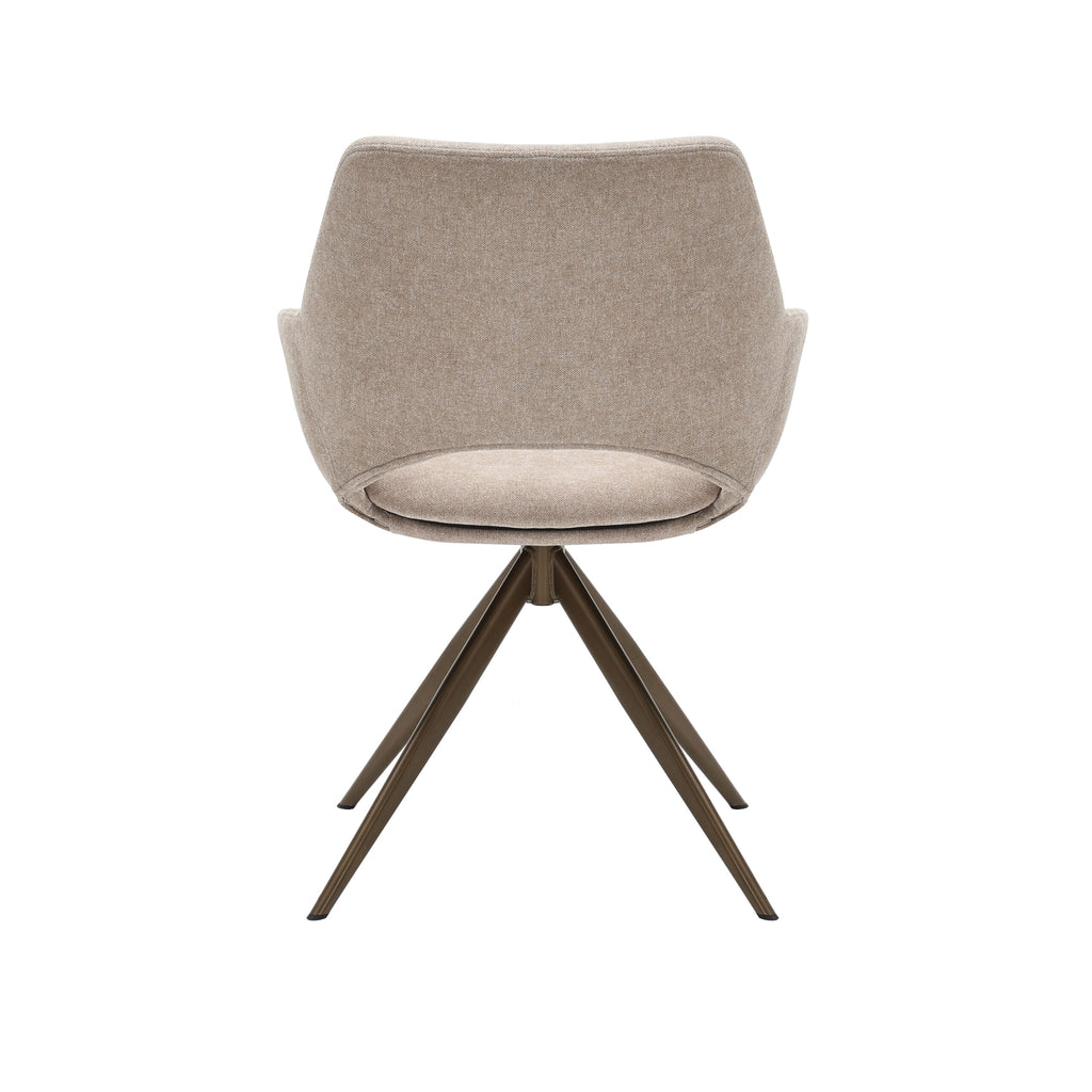 Esszimmerstuhl Daisy Beige – Drehstuhl mit Stoffbezug & Armlehnen, 61×60×82 cm, modern & komfortabel