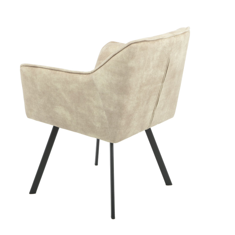 Esszimmerstuhl Martina Taupe – Samt & schwarzes Metall, 63×63×79 cm, elegantes Design mit Armlehne für luxuriösen Sitzkomfort