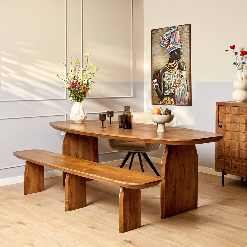 Esstisch TeyTey Natur - aus massivem Mangoholz – großer Holztisch 300cm