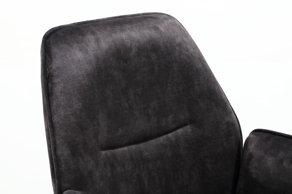 Esszimmerstuhl Oli Anthrazit – eleganter Samtstuhl mit Armlehne & schwarzem Metallgestell, 60×65×89 cm