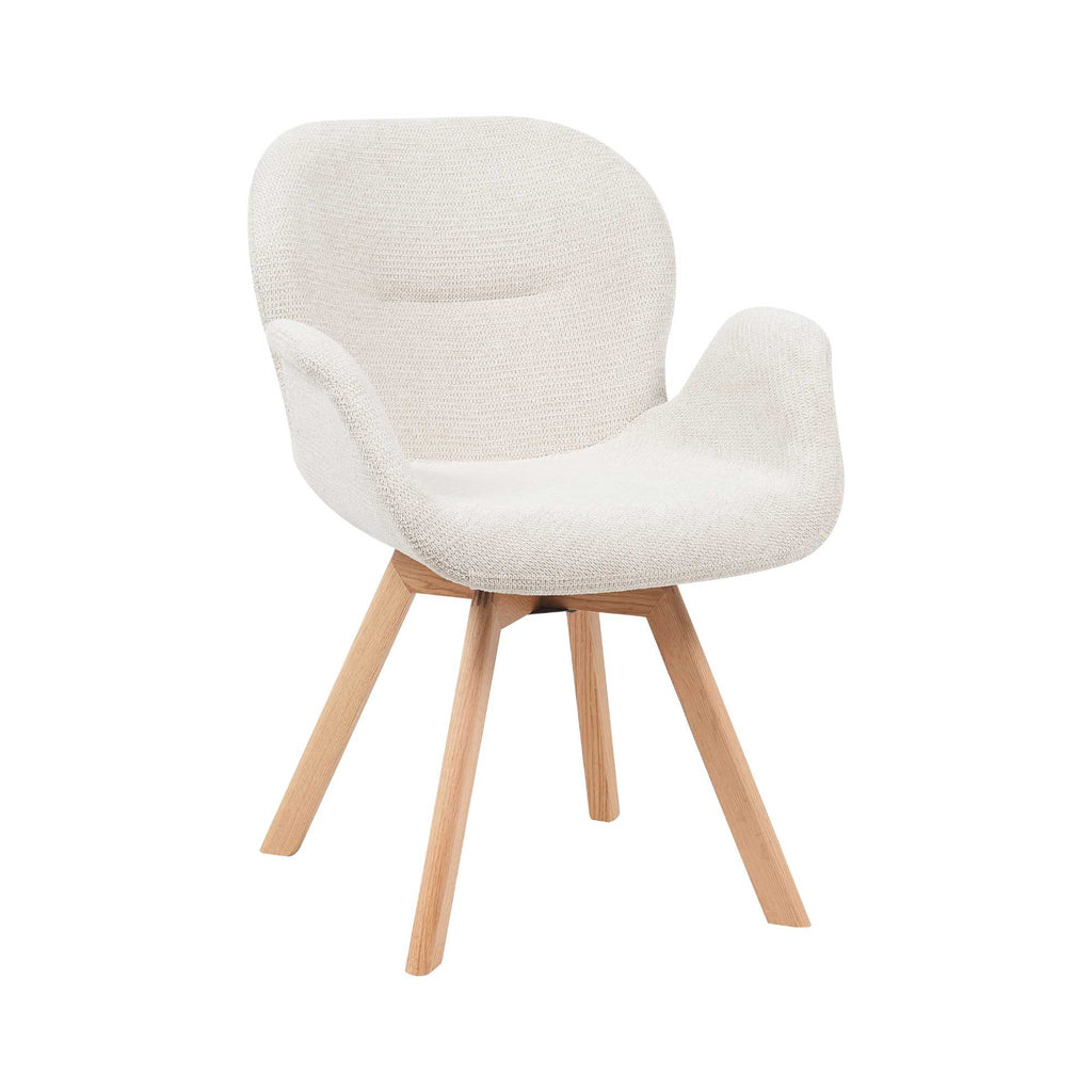 Esszimmerstuhl Jesse Drehbar Beige | Mit Armlehnen & Holzbeinen | 59 x 61 x 85 cm