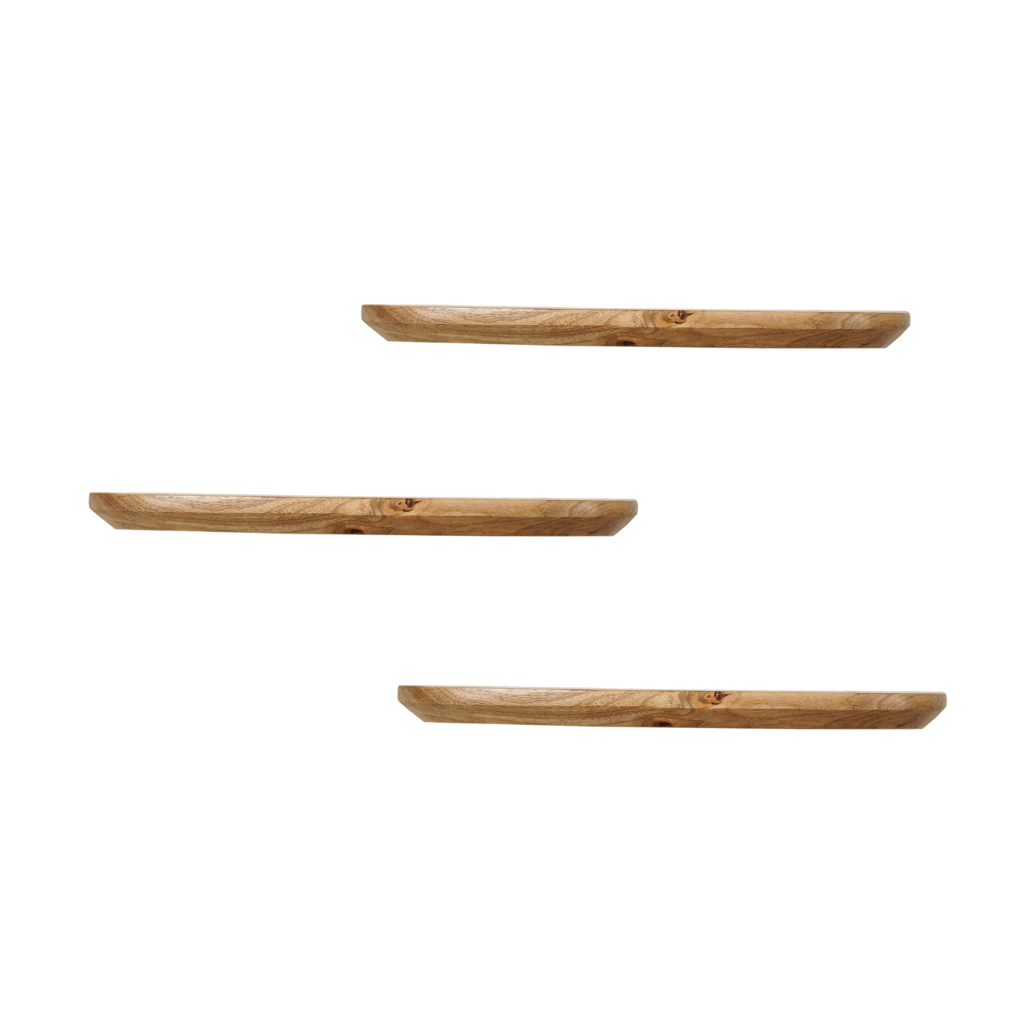 Wandregal-Set Gusta 60 x 20 x 15 cm – Massives Mangoholz, Naturfinish