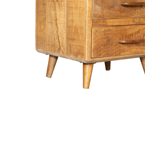 Bücherregal Raven – modernes Mangoholz Schrank 55×200×45 cm mit 2 Schubladen, 1 Tür & einzigartigem Holzdesign