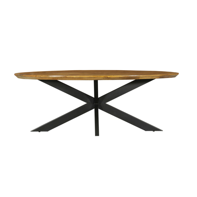 Esstisch Jacky Natur–Massives Mangoholz, Oval, Swiss Edge 160x90 cm