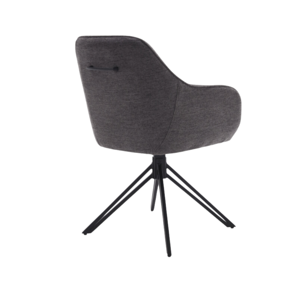 Esszimmerstuhl Jamey Anthrazit – moderner Drehstuhl 60×62×85 cm mit Memory-Rückkehr & schwarzem Metallgestell