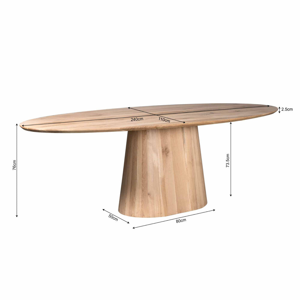 Esstisch Verona Natur – Holztisch aus massiver Eiche, Oval 240x120 cm
