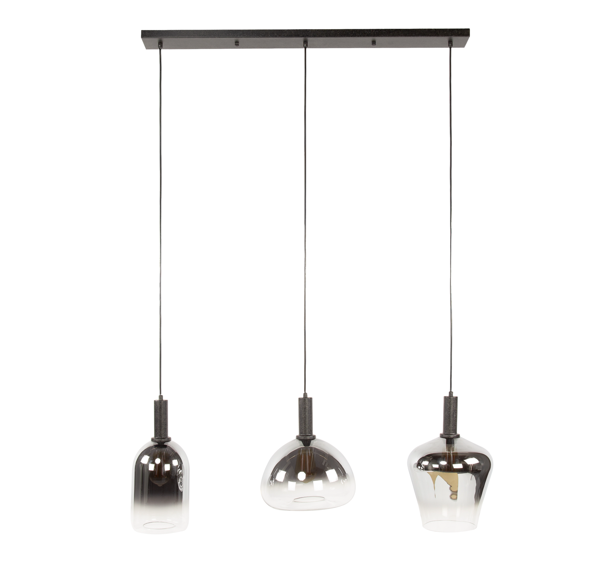 Pendelleuchte Lumea – 3-flammig, höhenverstellbar bis 150 cm, Glas mit Chromverlauf
