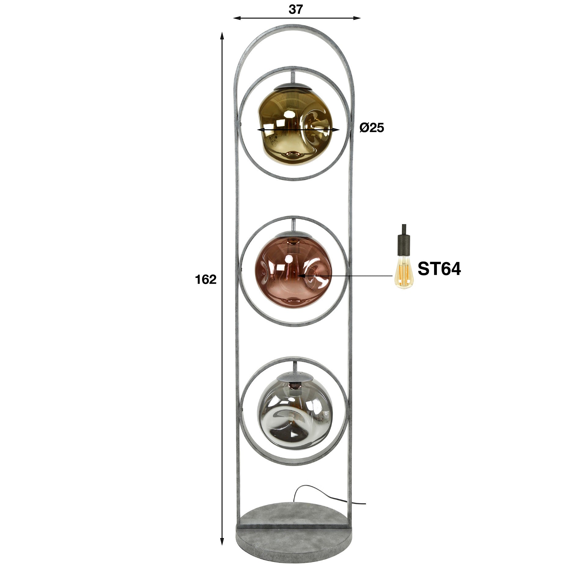 Stehleuchte – Canto Stone – Alt Silber Finish