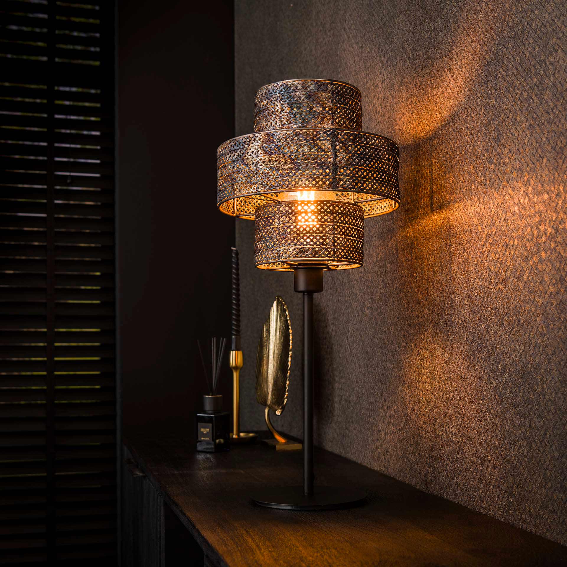 Tischleuchte – Soma Oak – Schwarz-braun
