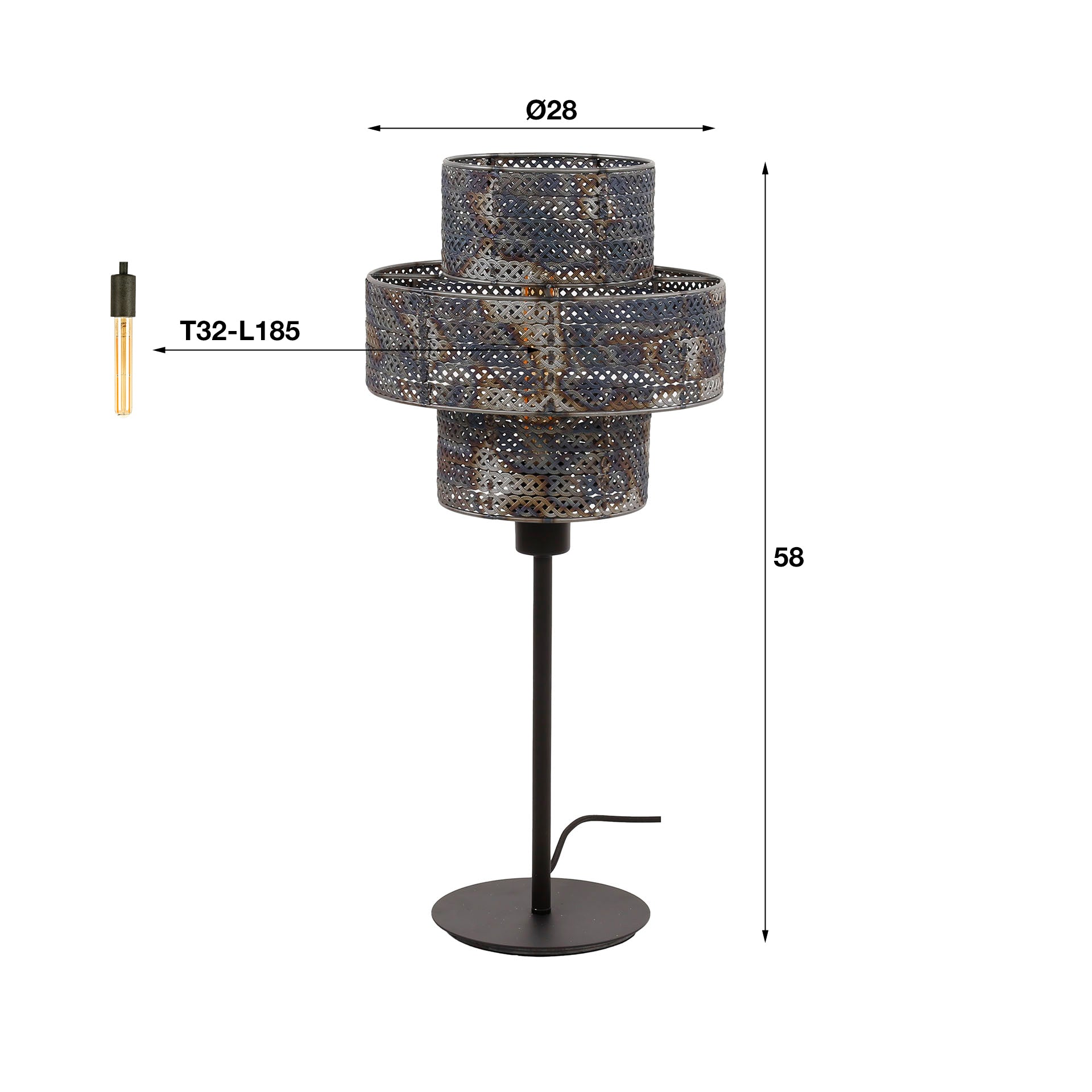 Tischleuchte – Soma Oak – Schwarz-braun