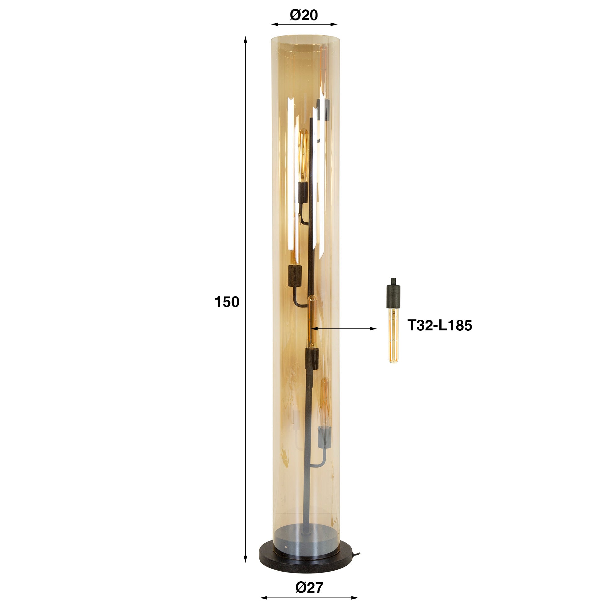 Stehleuchte – Aureo Prime – Glas – Artic schwarz