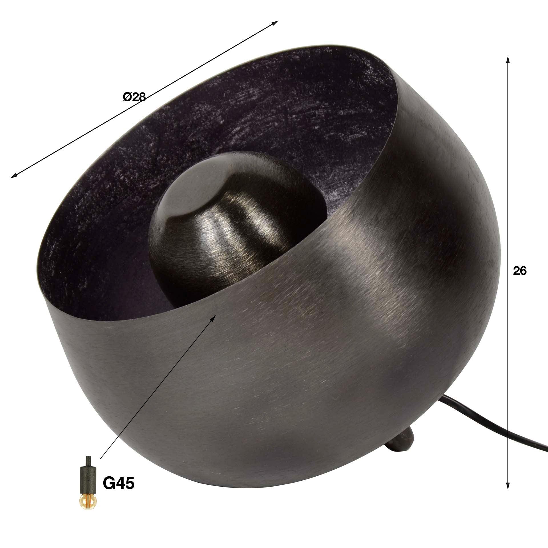 Tischleuchte – Aurora Stone – Schwarz Nickel