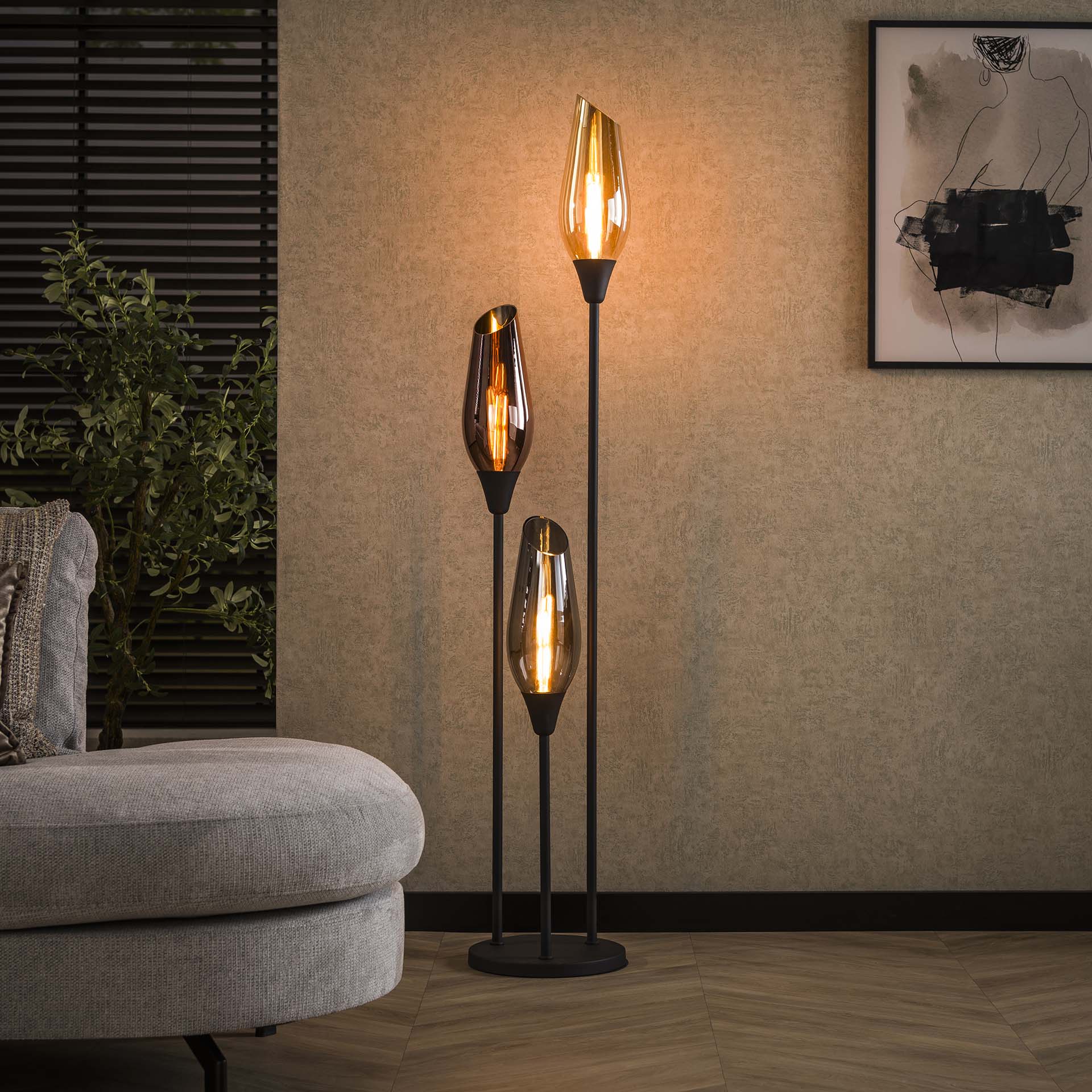 Stehleuchte – Modena Aura – Glas – Schwarz