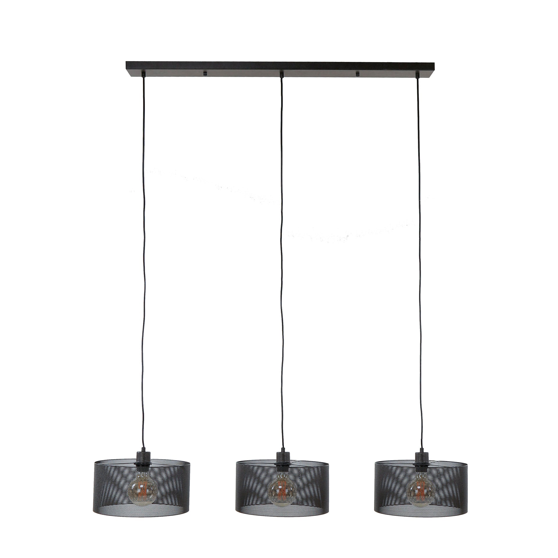 Hängeleuchte Mesh Round 3L 120×30×150 cm – Metall Schwarz