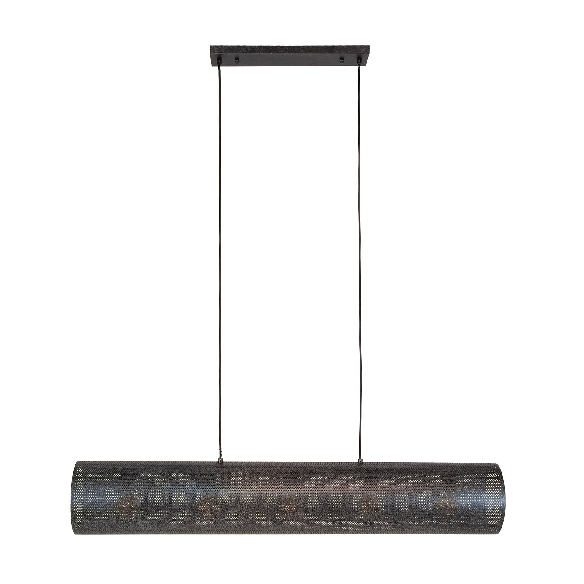 Hängeleuchte Rohr Mesh 120×20×150 cm – 5-flammig, Schwarz Metall