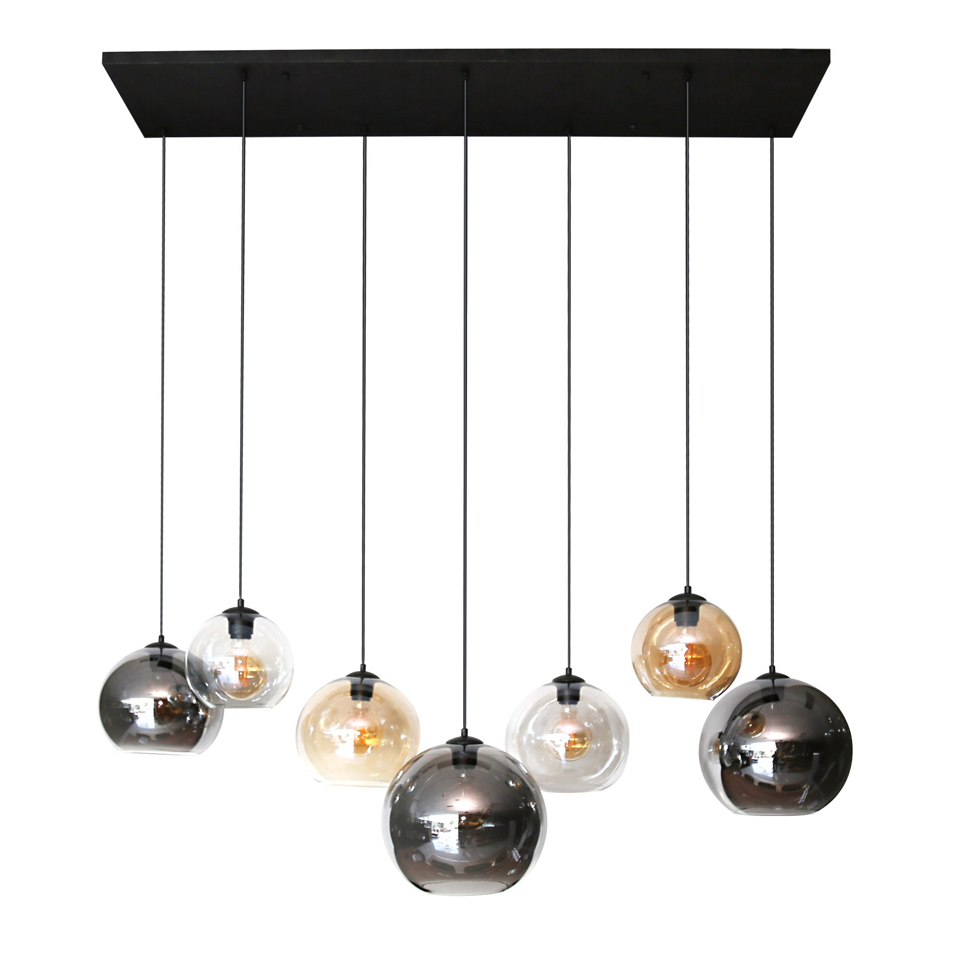 Hängeleuchte Lina Multi Globe XL 145×45×150 cm – Glas & Metall