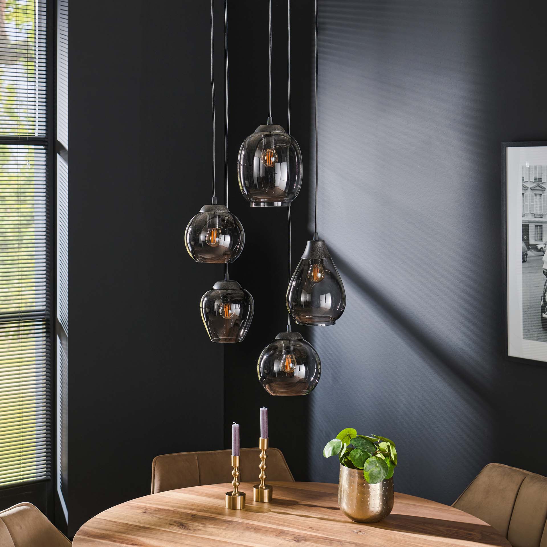 Hängeleuchte Ambero 4+3L 45×45×150 cm – moderne Glas-Leuchte, höhenverstellbar