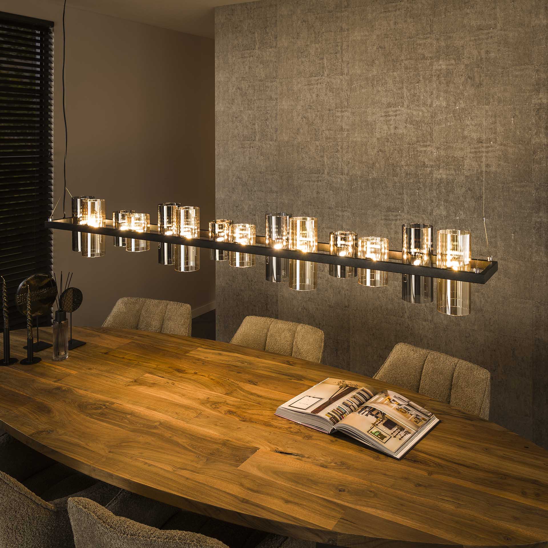 Hängeleuchte Credere 14L Cylinder Mixed Glass 190×20×150 cm – Glas-Leuchte