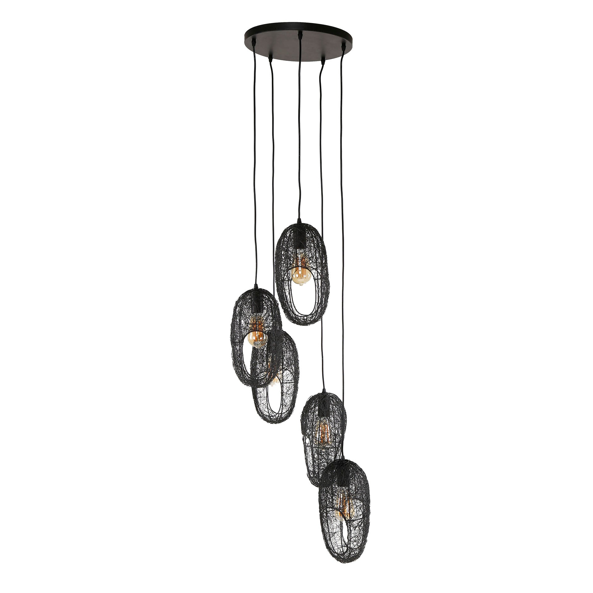 Hängeleuchte Lente 5L 45×45×180 cm – moderne Draht-Leuchte mit Augen-Design