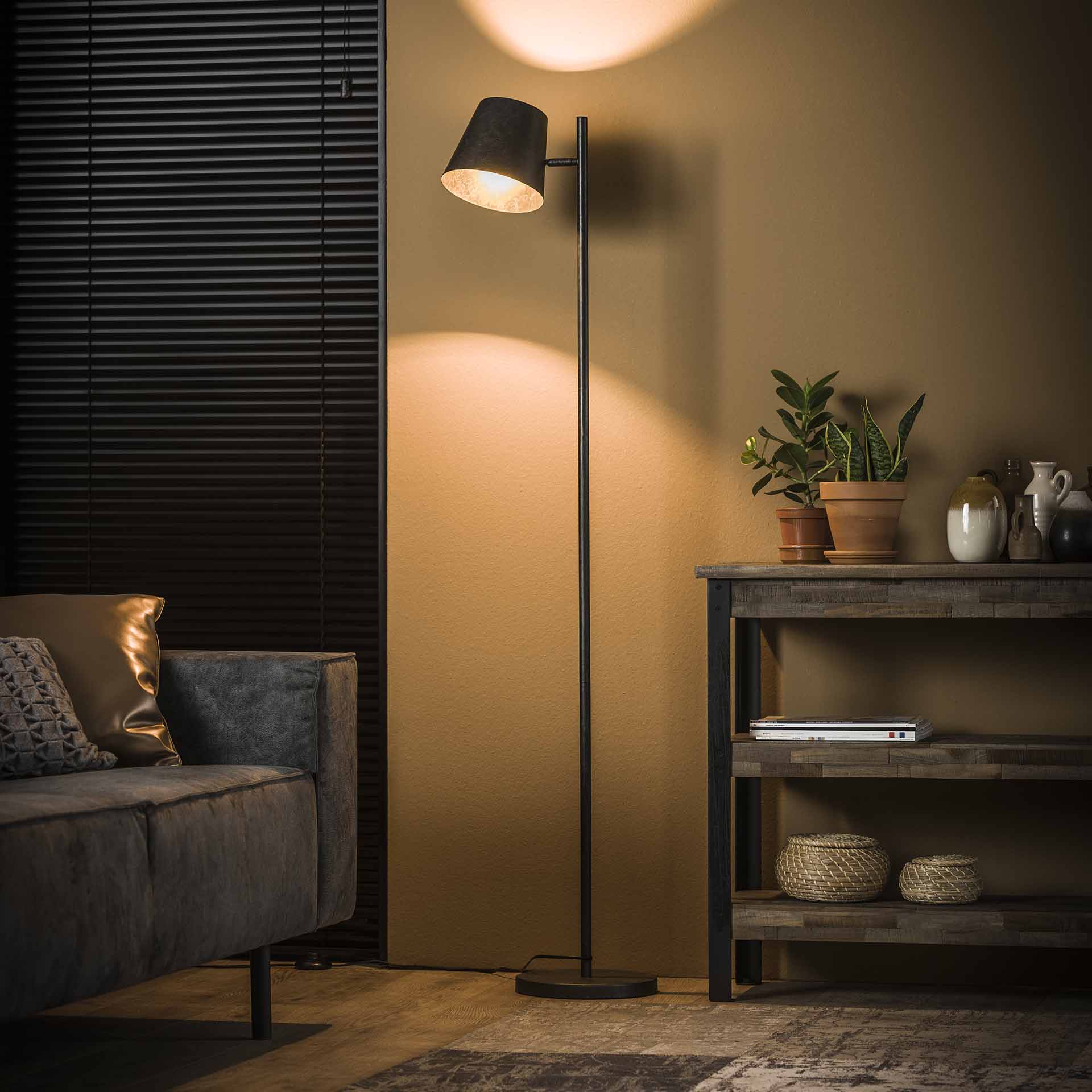 Stehleuchte Schermo 1-flammig 37×18×157 cm – verstellbarer Metallschirm in Anthrazit, Vintage-Design