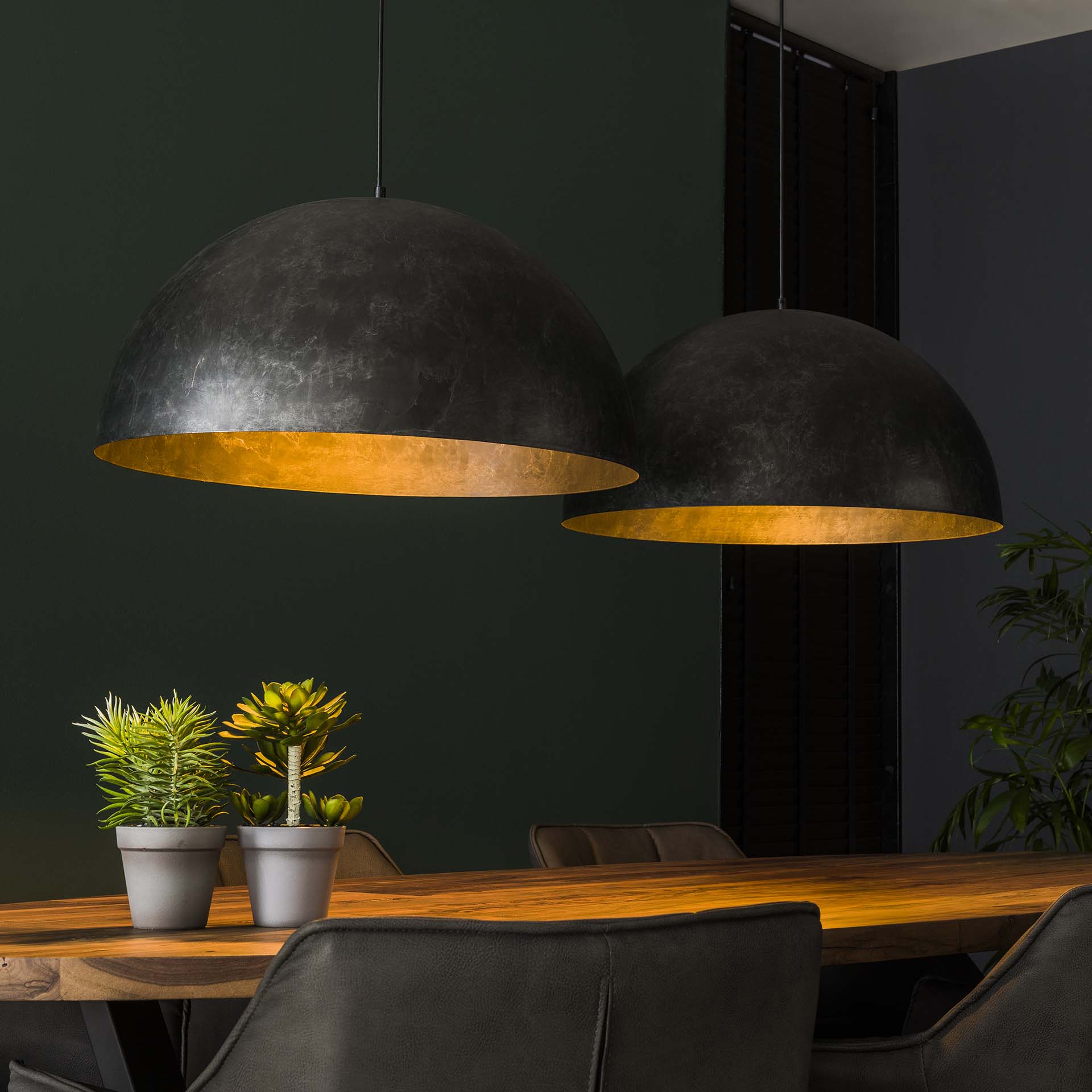 Hängelampe Cupola 2-flammig Ø60×30×150 cm – moderne Metall-Leuchte in Charcoal, höhenverstellbar