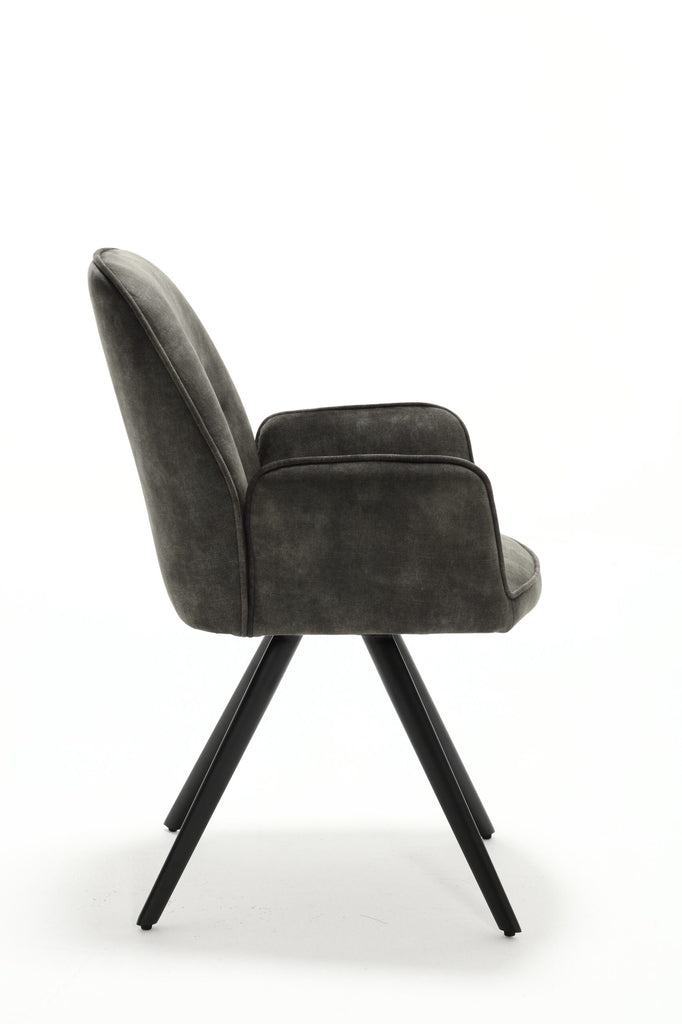 Esszimmerstuhl Oli Jägergrün – Samt & schwarze Metallbeine, 60×65×89 cm, eleganter Polsterstuhl mit Armlehnen