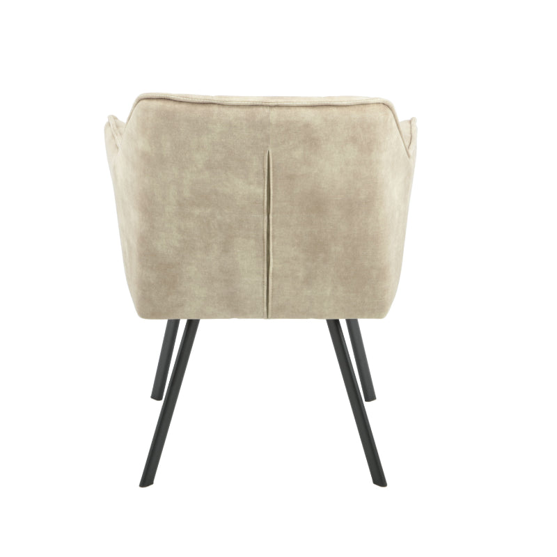 Esszimmerstuhl Martina Taupe – Samt & schwarzes Metall, 63×63×79 cm, elegantes Design mit Armlehne für luxuriösen Sitzkomfort