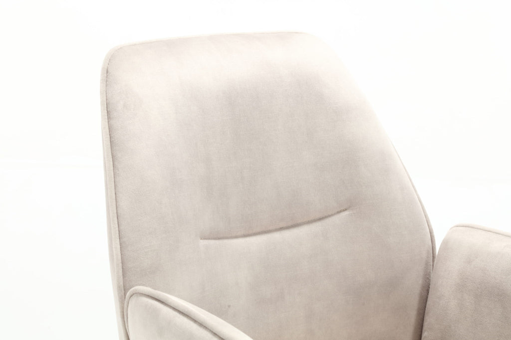 Esszimmerstuhl Oli Creme  – Samt & schwarzes Metall, 60×65×89 cm, elegantes Design mit Armlehne für stilvolle Essbereiche
