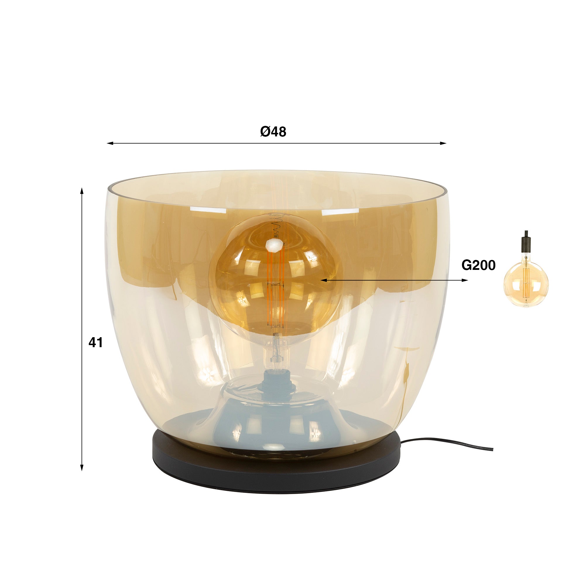 Stehleuchte Martina UP XXL Glas Ø48×41×170 cm – elegante Glas-Leuchte in Amber, LED geeignet