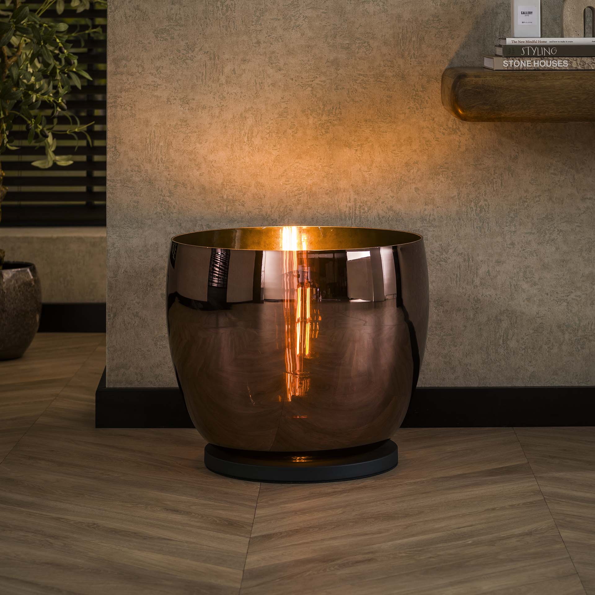 Stehleuchte Martina UP XXL Glas Ø48×41×170 cm – elegante Glas-Leuchte in Kupfer, LED geeignet