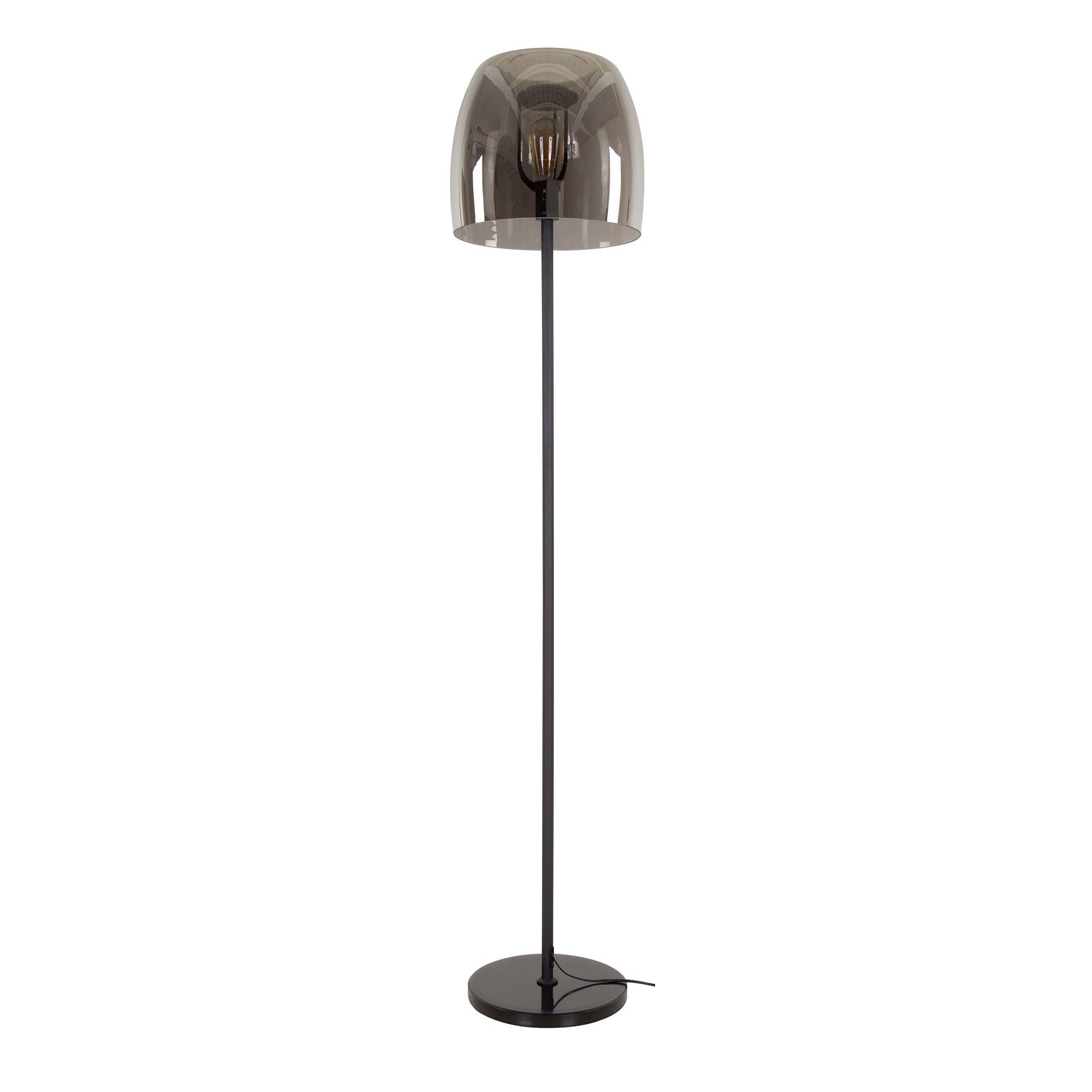 Stehleuchte Martina Drift Glass 1-flammig Ø35×170 cm – moderne Glas-Leuchte mit Chrom-Schirm, LED geeignet