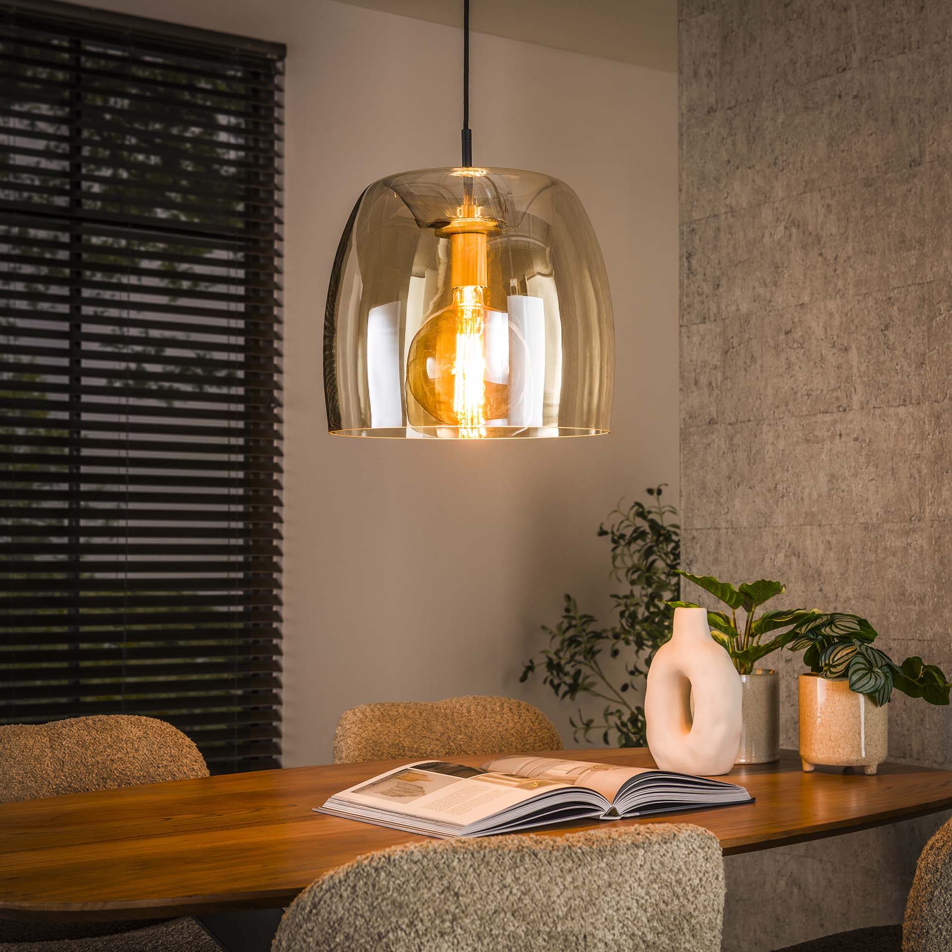 Hängeleuchte Martina Drift Glas Amber Ø35×150 cm – elegante Glas-Leuchte, höhenverstellbar, LED geeignet