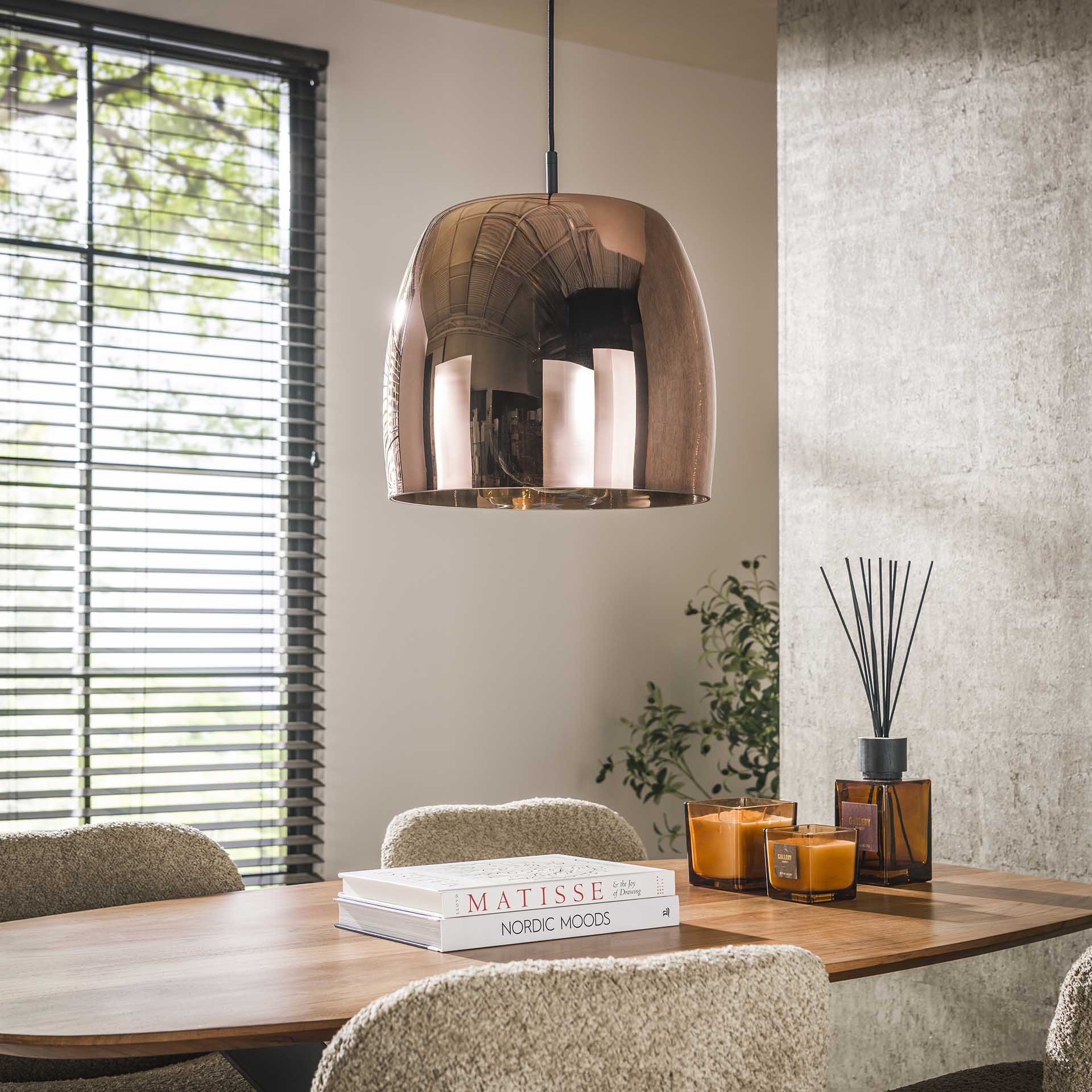 Hängeleuchte Martina Kupfer Glas Drift Ø35×150 cm – elegante Glas-Leuchte, höhenverstellbar, LED geeignet