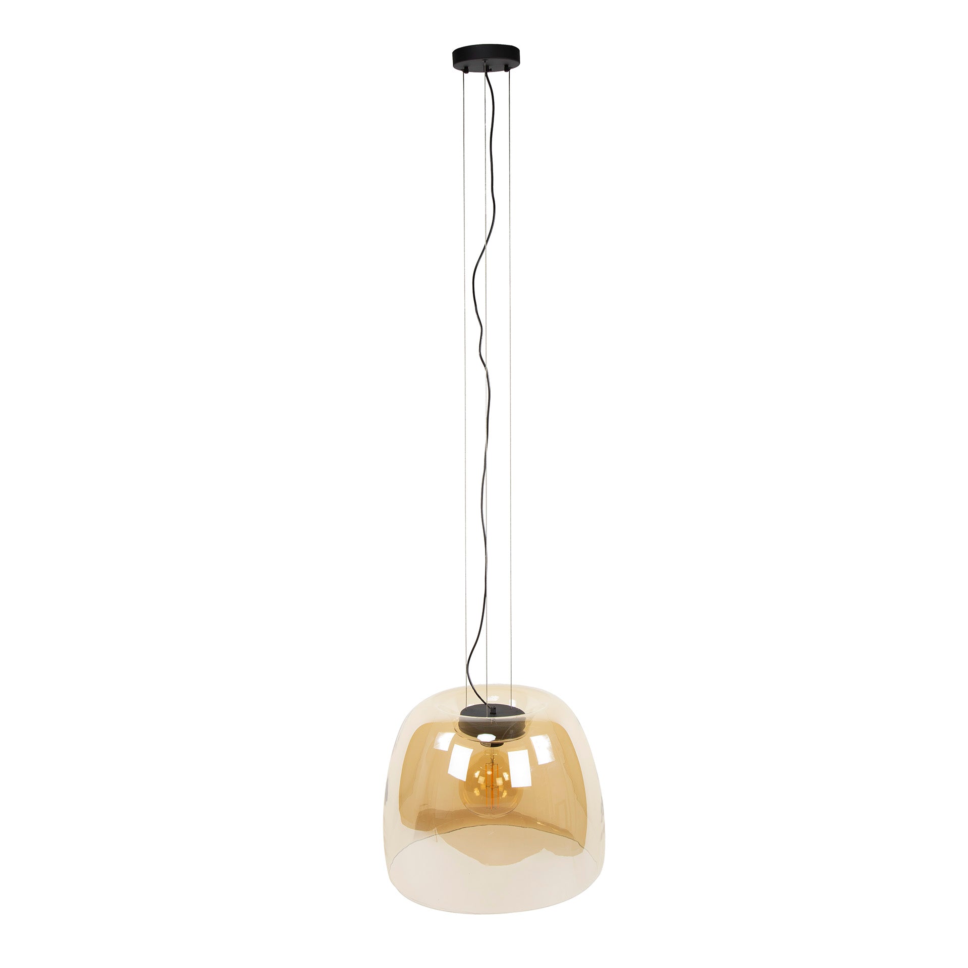 Hängeleuchte Martina Amber Glas Drift XL Ø48×38×150 cm – elegante Glas-Leuchte, höhenverstellbar, LED geeignet