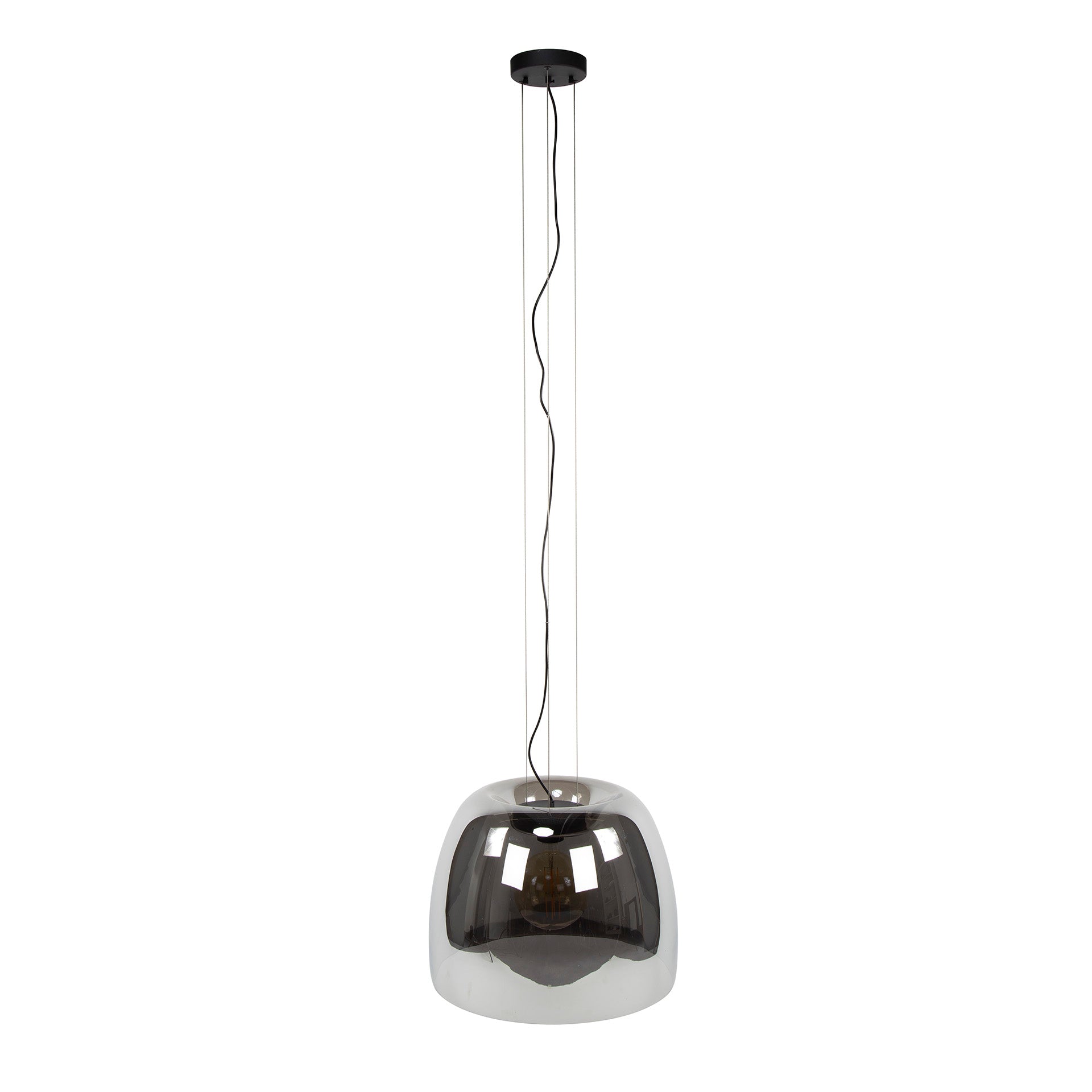 Hängeleuchte Martina Smoke Grey Glas Drift XL Ø48×38×150 cm – moderne Glas-Leuchte, höhenverstellbar, LED geeignet