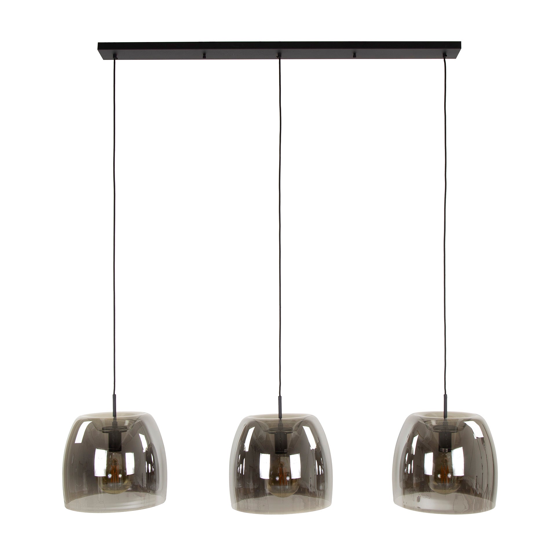 Hängeleuchte Martina 3-flammig Drift Glass 145×35×150 cm – moderne Glas-Leuchte mit Chrom-Finish, höhenverstellbar