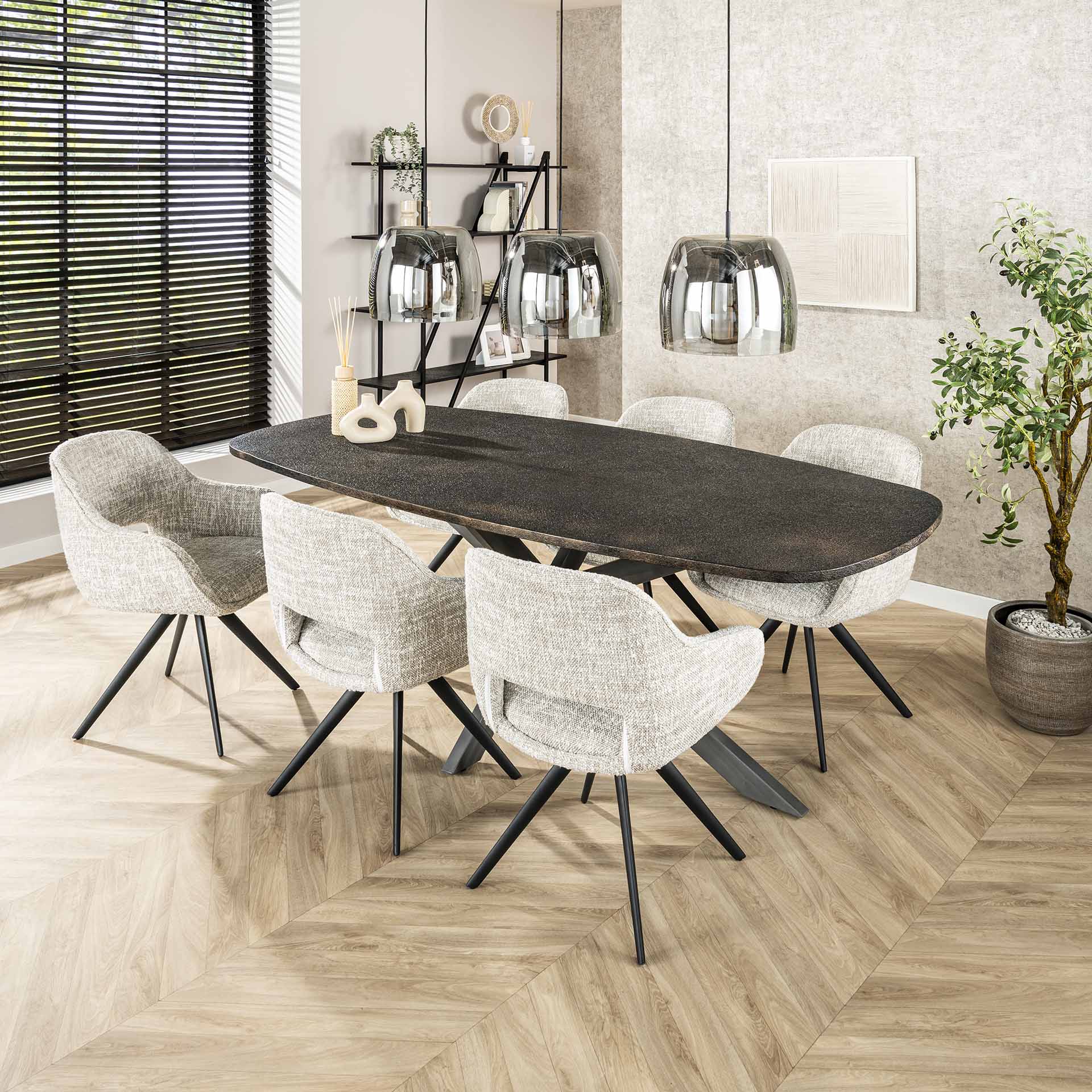 Hängeleuchte Martina 3-flammig Drift Glass 145×35×150 cm – moderne Glas-Leuchte mit Chrom-Finish, höhenverstellbar