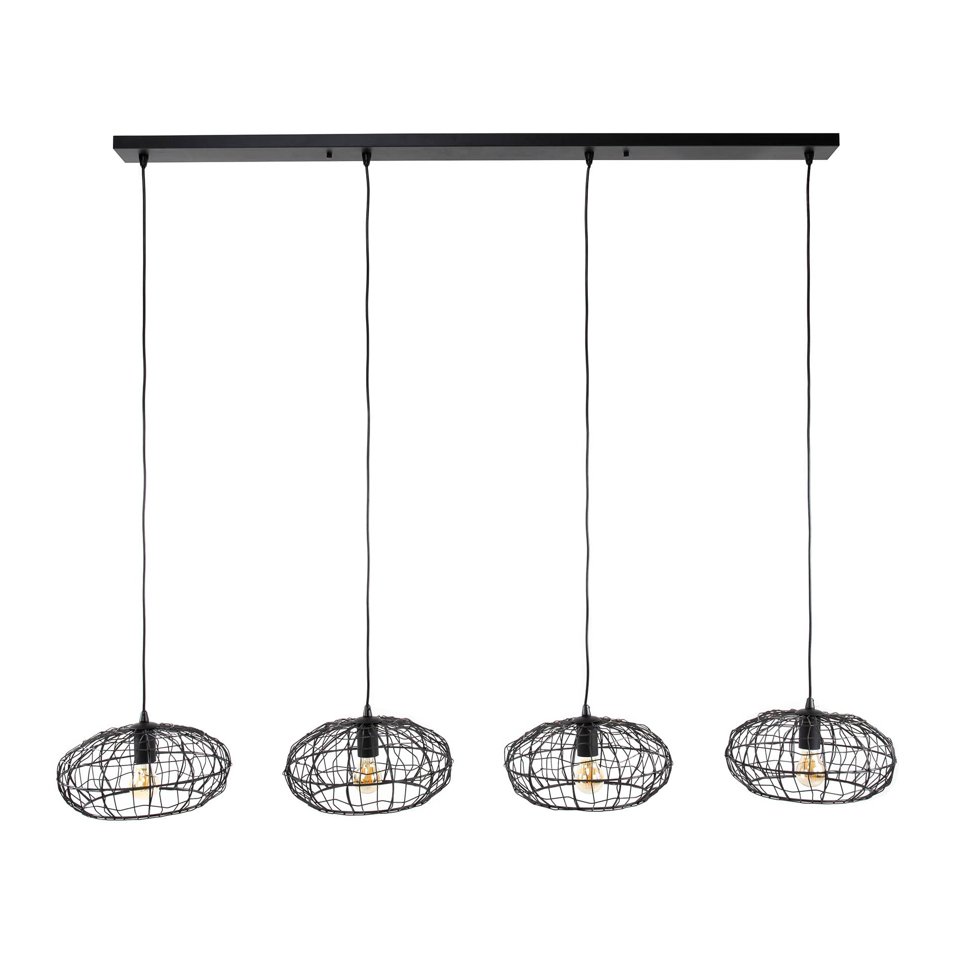 Hängeleuchte Gigi Connect XL 4-flammig 170×34×150 cm – minimalistische Metall-Leuchte schwarz-braun, höhenverstellbar