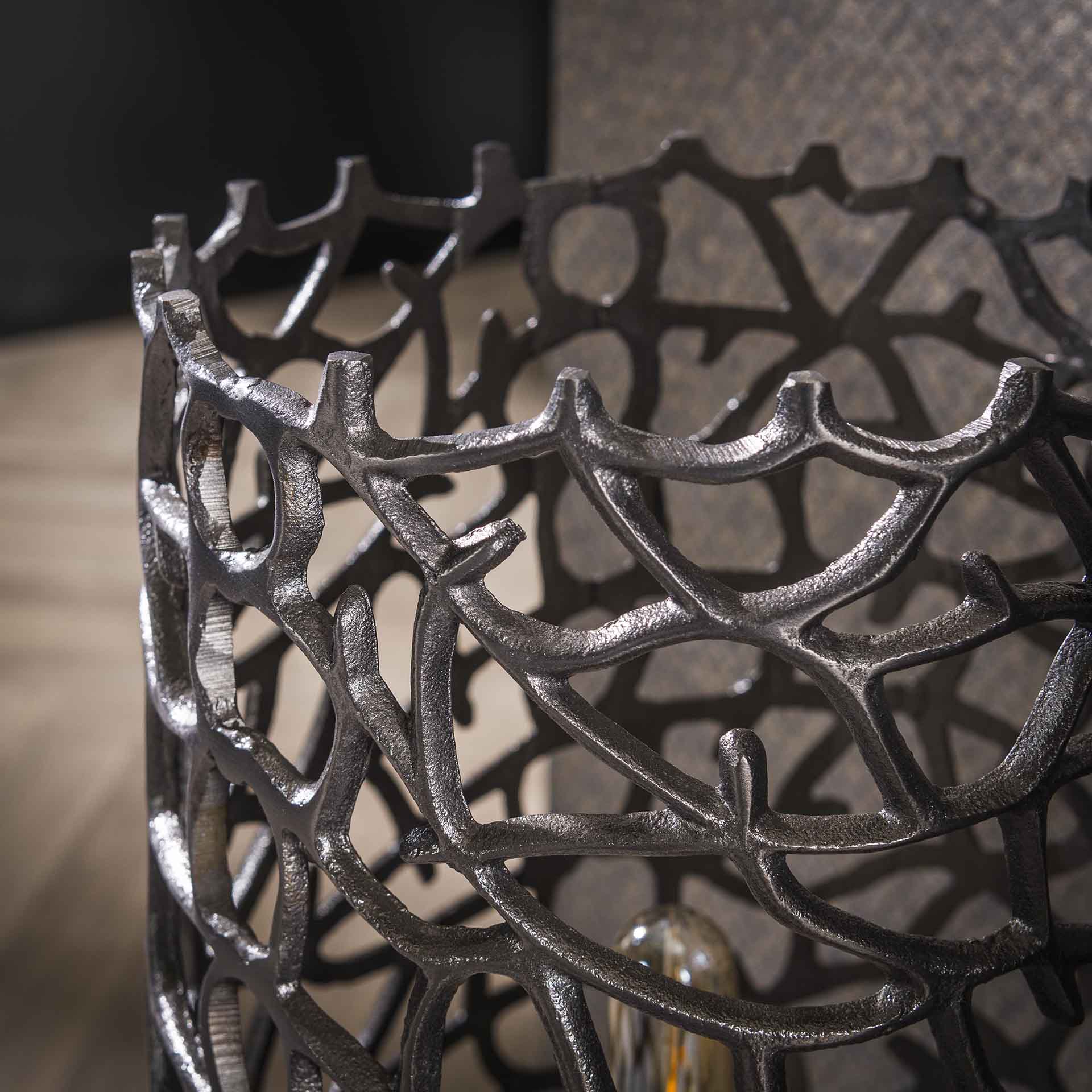 Stehleuchte Rosa Ø25×61 cm – Weaver Zylinder aus Aluminium-Sandguss in Schwarz-Nickel, LED geeignet