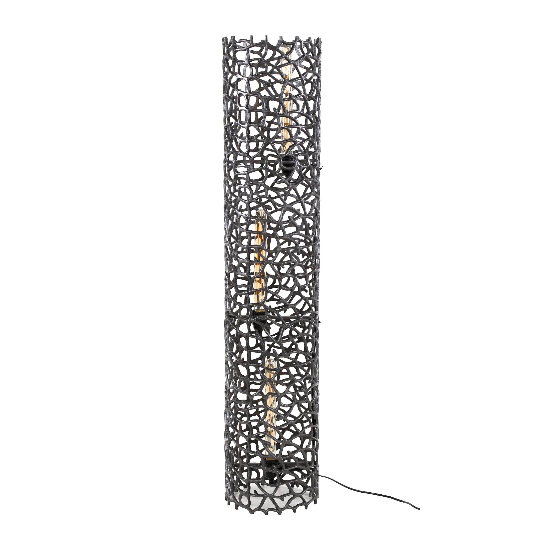 Stehleuchte Rosa Ø25×122 cm – Weaver Zylinder XL aus Aluminium-Sandguss in Schwarz-Nickel, LED geeignet