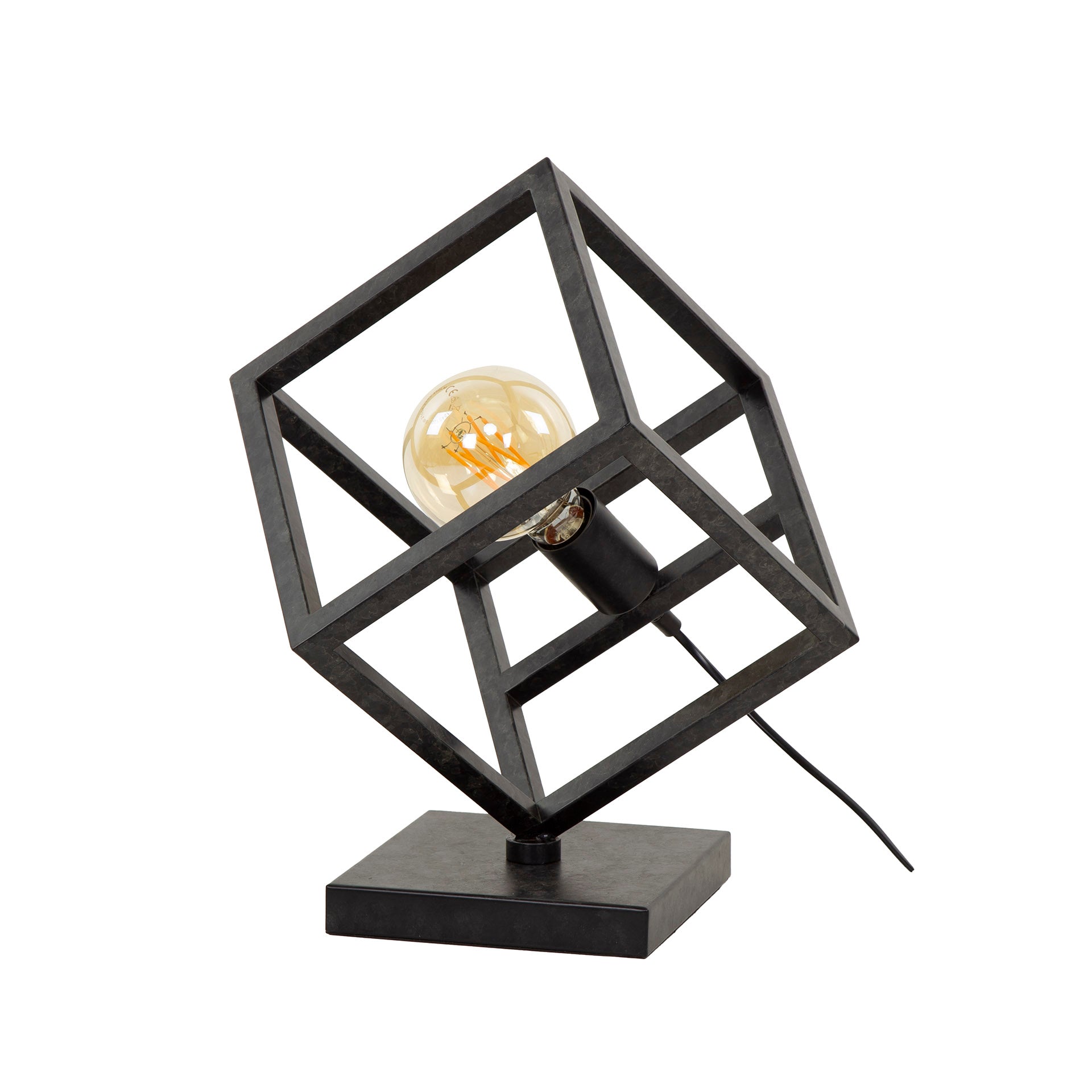 Tischleuchte Dadi Würfel 35×35×41 cm – moderne Metall-Leuchte in Anthrazit, LED geeignet