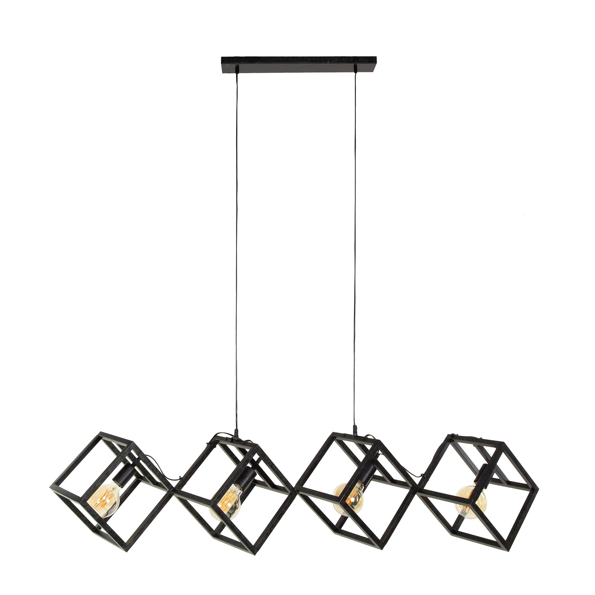 Hängeleuchte Dadi 4-flammig 150×35×150 cm – moderne Würfel-Leuchte aus Metall in Anthrazit, höhenverstellbar, LED geeignet