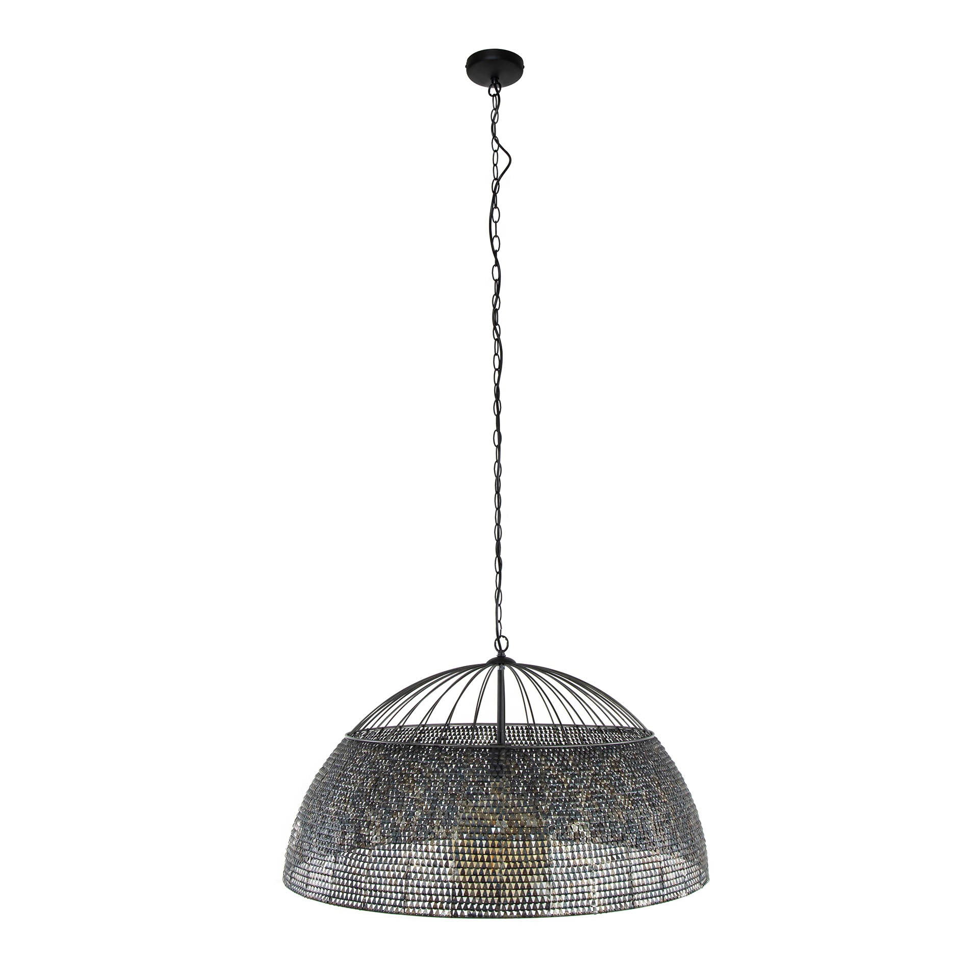 Hängelampe Armor Ø80 cm 80×80×150 cm – handgefertigte Metallleuchte Schwarz-Braun, höhenverstellbar & halbtransparentes Design