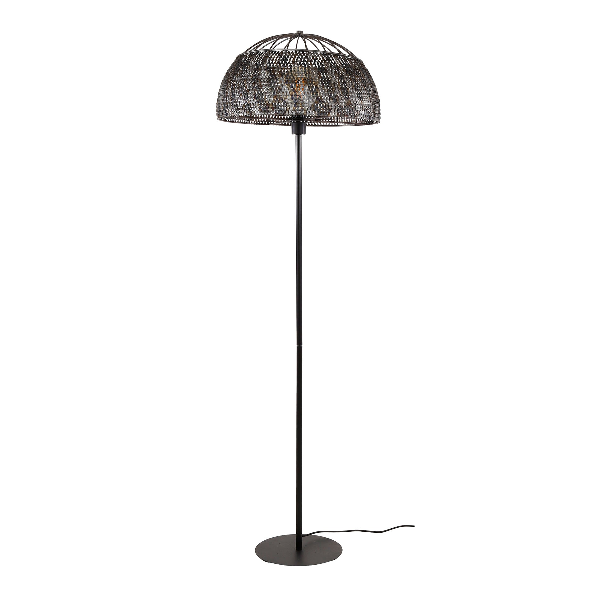 Stehleuchte Accorto Armor – Metall-Leuchte Ø50×164 cm mit handgefertigtem Schirm, schwarz-braune Oberfläche, halbtransparent, E27, LED geeignet