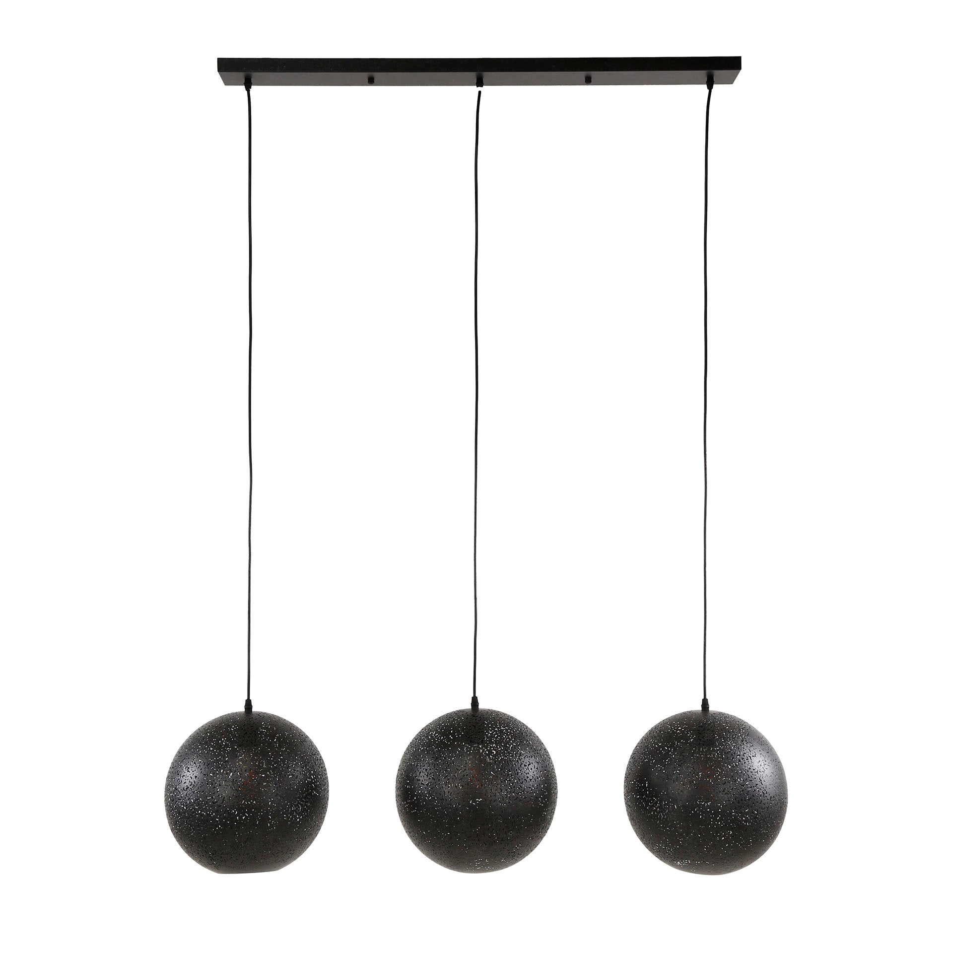 Hängeleuchte Accorto Zip 3-flammig – Metall-Leuchte 115×150×30 cm mit geätzten Schirmen Ø30 cm, artic black Finish, höhenverstellbar, E27