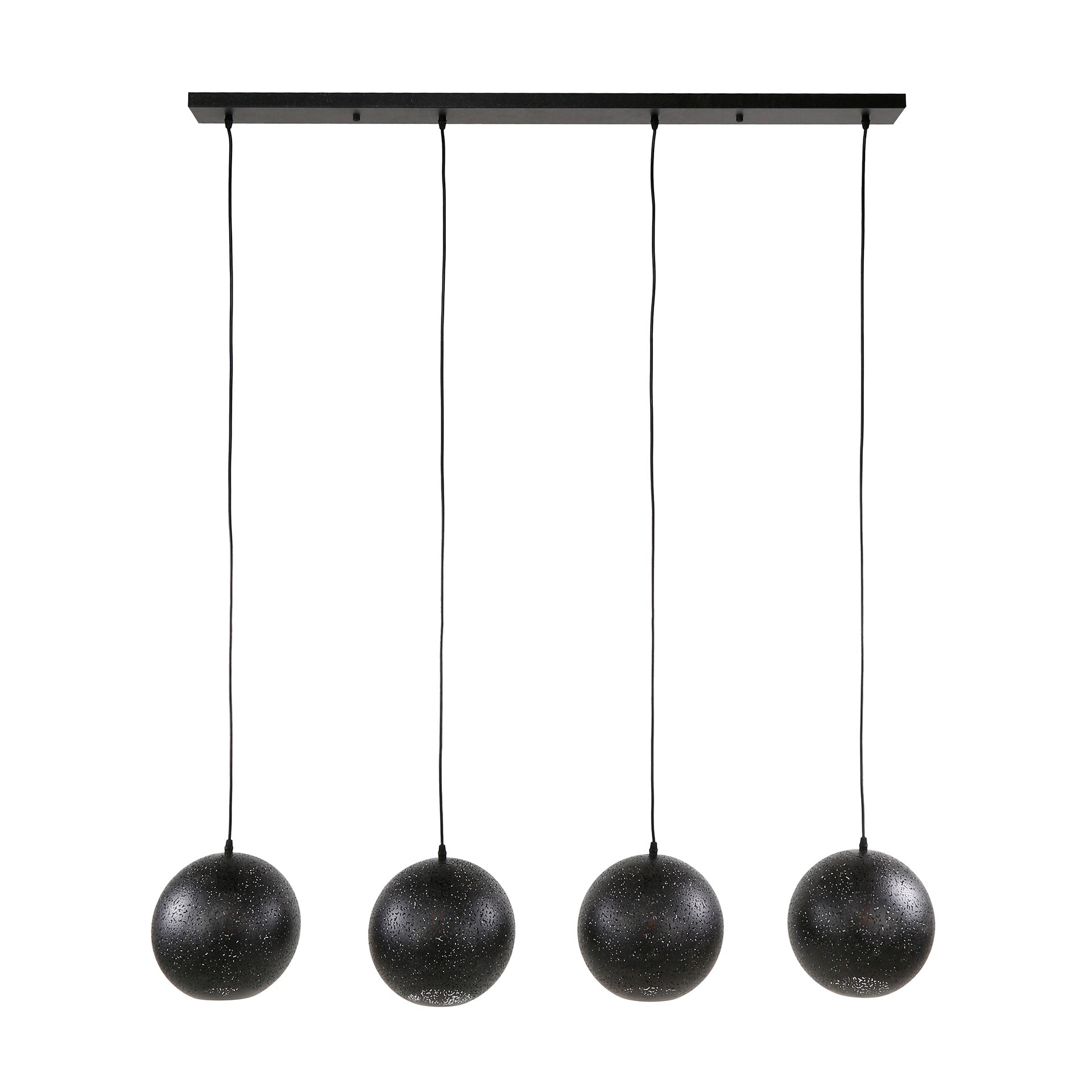 Hängeleuchte Accorto Zip 4-flammig – Metall-Leuchte 135×150×25 cm mit geätzten Schirmen Ø25 cm, artic black Finish, höhenverstellbar, E27