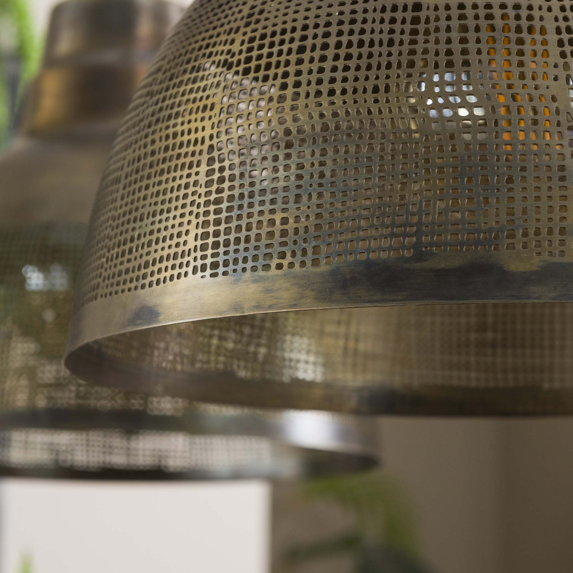 Hängeleuchte Aspetto 2-flammig – Metall-Leuchte 95×150×38 cm in Bronze-Antik mit handgefertigten Schirmen Ø38×32 cm, höhenverstellbar, E27