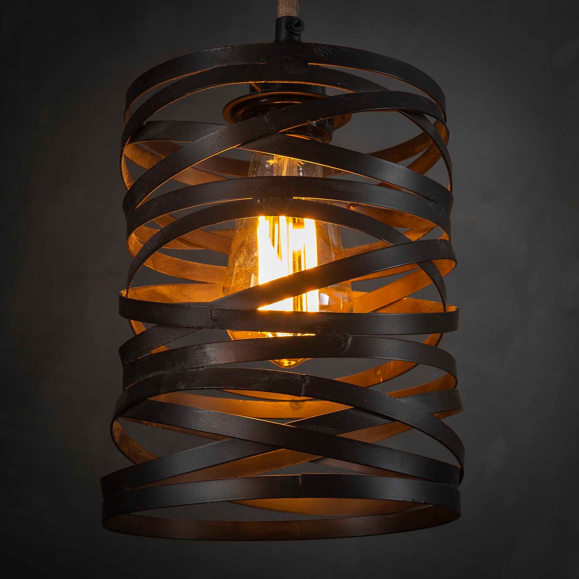 Hängeleuchte Lanterna Twist Wrap XL 7-flammig – Metall-Leuchte 175×150×15 cm mit Juteseil, schiefergrau-braun, höhenverstellbar, E27, LED geeignet