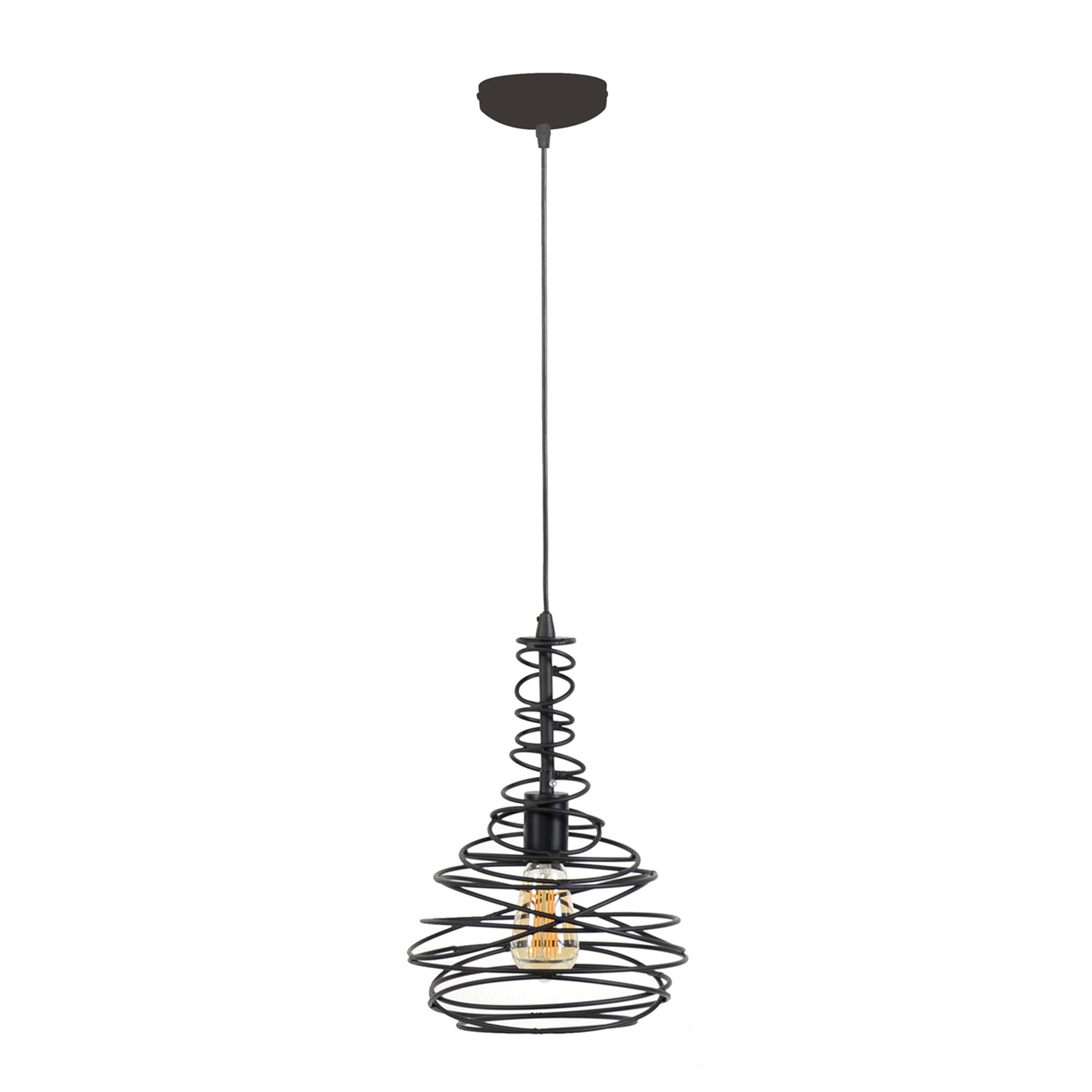 Hängeleuchte Piccolo 1-flammig – Metall-Leuchte 25×150×25 cm mit drehbarem Kegelschirm Ø25×38 cm, schwarz pulverbeschichtet, E27, LED geeignet