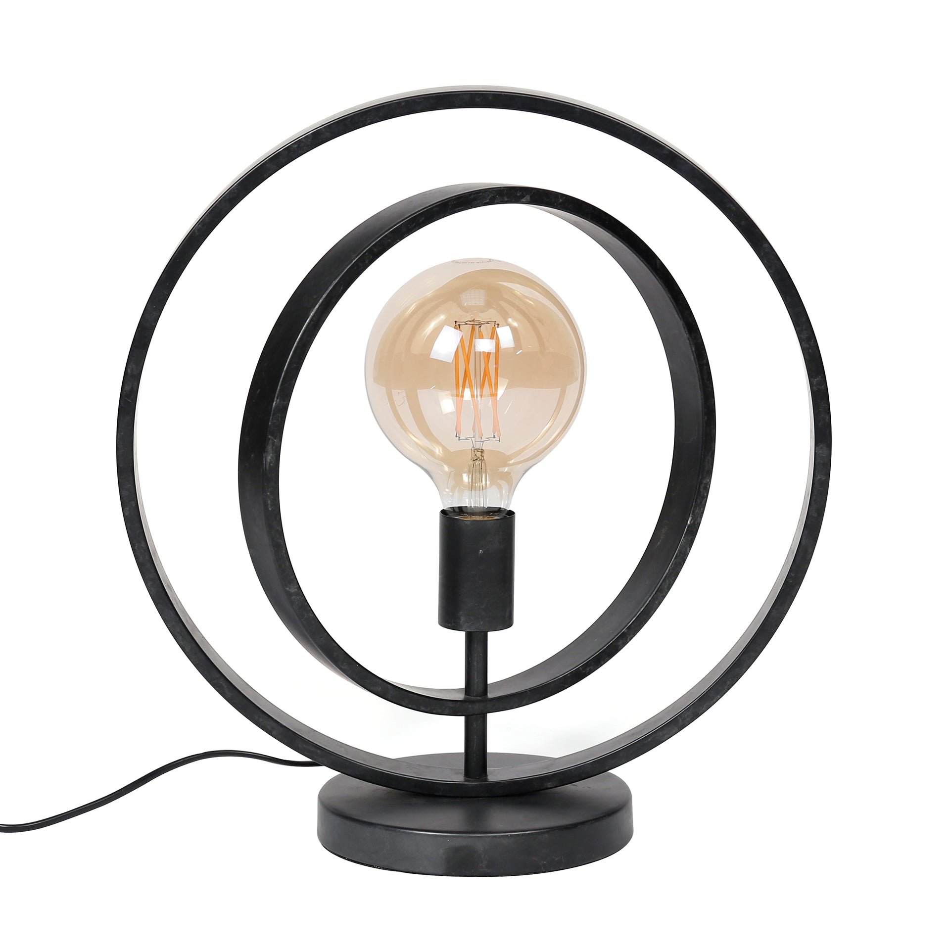 Tischleuchte Carino 1-flammig – Metall-Leuchte 40×43×30 cm mit drehbarem Kreis, Charcoal-Finish, E27, LED geeignet